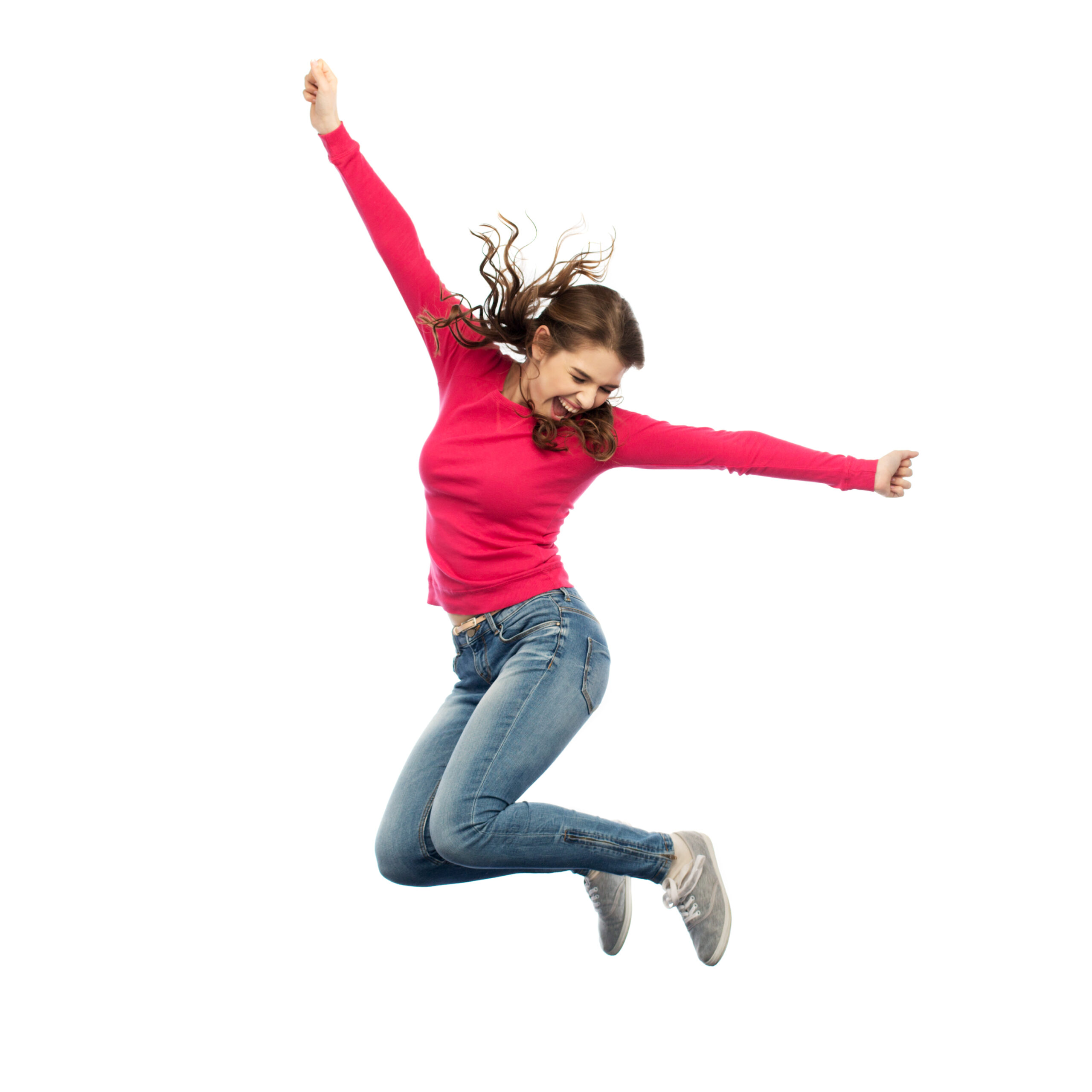 Happiness,,Freedom,,Motion,And,People,Concept,-,Smiling,Young,Woman